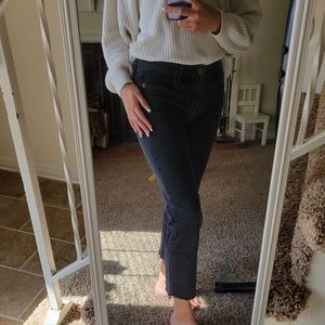 LOFT Women's Jeans Black Boho Mid Rise Wide Ankle Jeans Size 0R